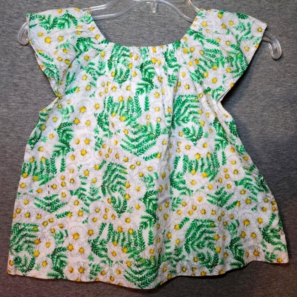 Gymboree Girls White Yellow Green Daisy Print‎ Shirt/ Top NWT S Sz (5-6) Lined
